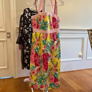 Size 4 Vineyard Vines Colorful Pink Dress with Tie Neck